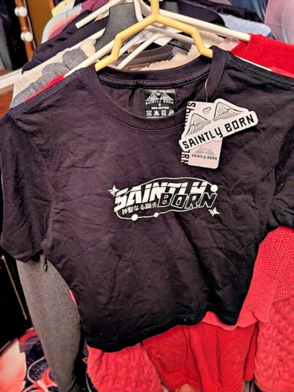 Saintly Born Saintly Essentials Graphic Tee in Black Size Small NWT
